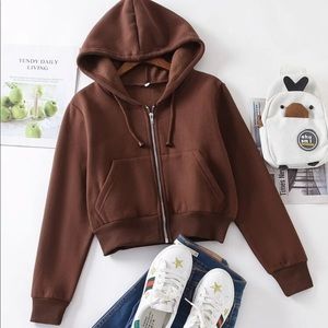 Brown Cropped Hoodie